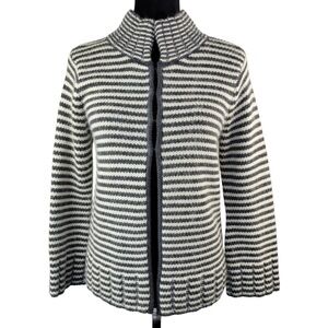 Talbots merino wool lamb wool blend knitted cardigan sweater size S black white